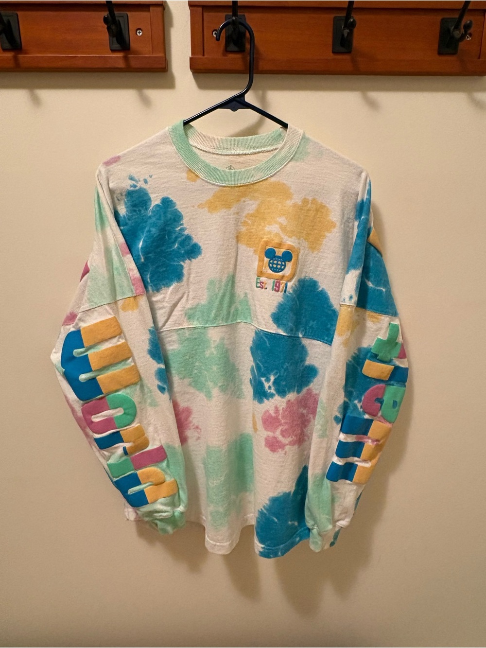 Walt Disney World Tie-Dye spirit jersey with Colorful Graphic Sleeves